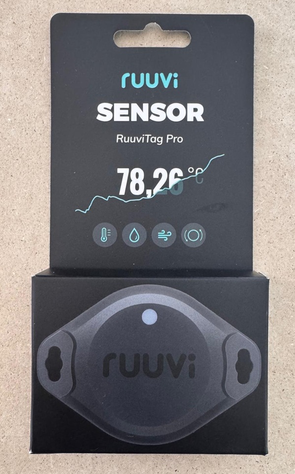 Ruuvi sensor in its packaging