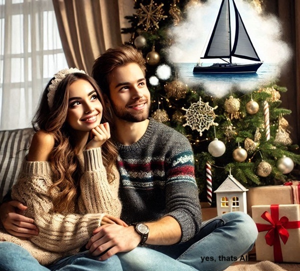 A couple dreaming of a sailing trip_powered by AI